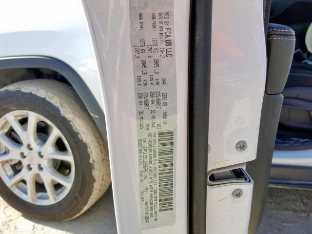 1C4PJLCB1JD566785 - 2018 JEEP CHEROKEE L WHITE photo 10