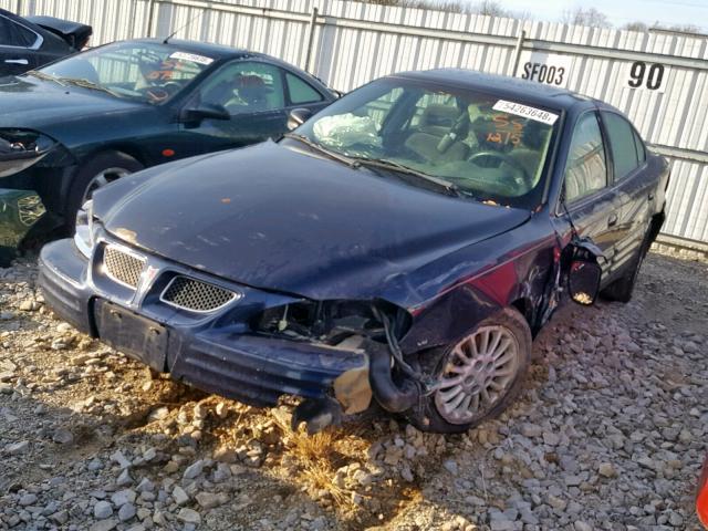 1G2NG52E5YC516697 - 2000 PONTIAC GRAND AM S BLUE photo 2