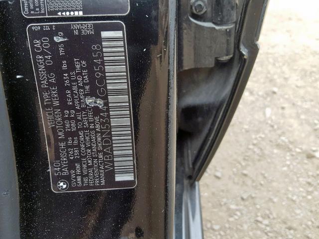 WBADN5344YGC95458 - 2000 BMW 540 I BLACK photo 10