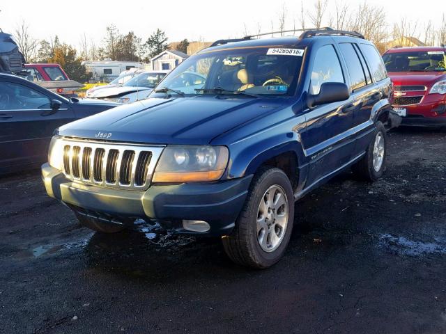 1J4GW48N71C718417 - 2001 JEEP GRAND CHER BLUE photo 2