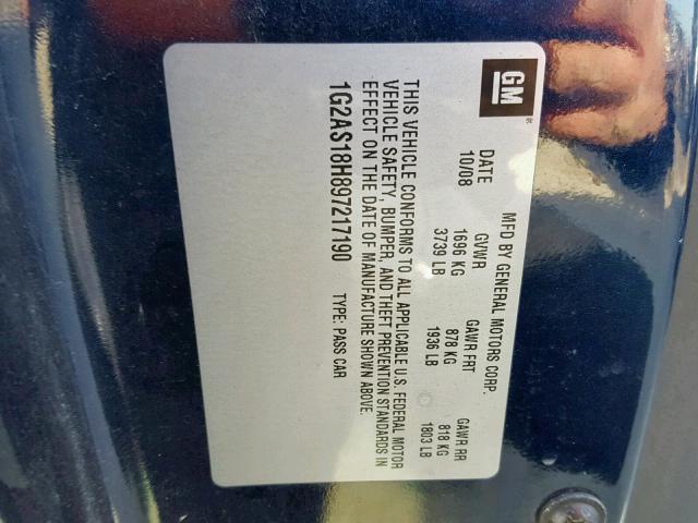 1G2AS18H897217190 - 2009 PONTIAC G5 BLUE photo 10
