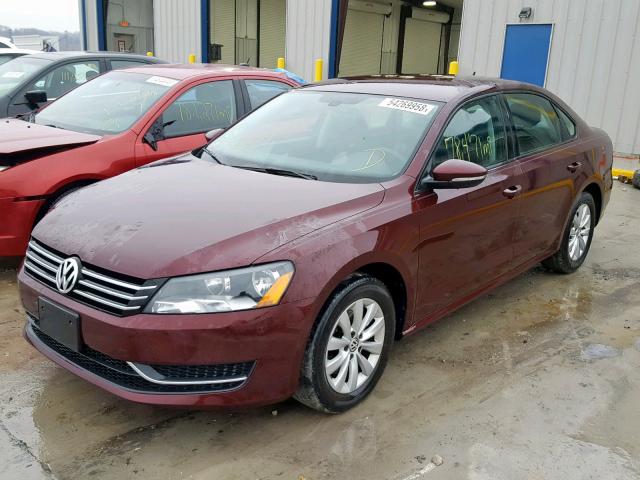 1VWAH7A30CC039119 - 2012 VOLKSWAGEN PASSAT S MAROON photo 2