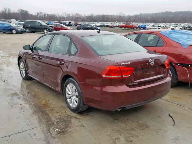 1VWAH7A30CC039119 - 2012 VOLKSWAGEN PASSAT S MAROON photo 3