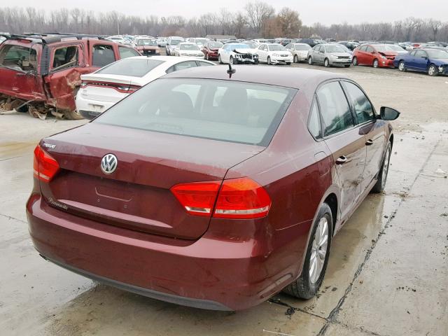 1VWAH7A30CC039119 - 2012 VOLKSWAGEN PASSAT S MAROON photo 4