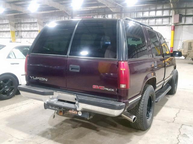 1GKEK13R0TJ729912 - 1996 GMC YUKON MAROON photo 4