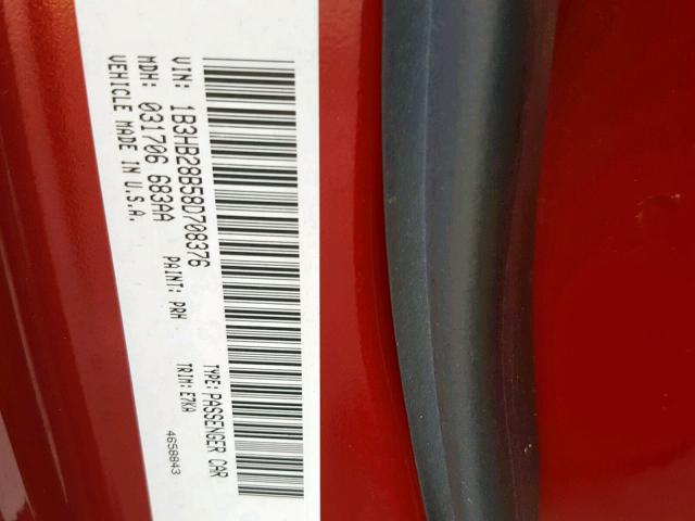 1B3HB28B58D708376 - 2008 DODGE CALIBER RED photo 10