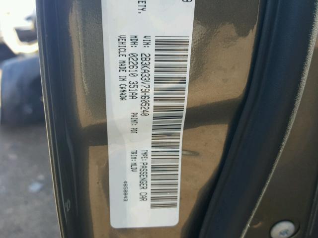 2B3KA33V79H605240 - 2009 DODGE CHARGER SX GRAY photo 10