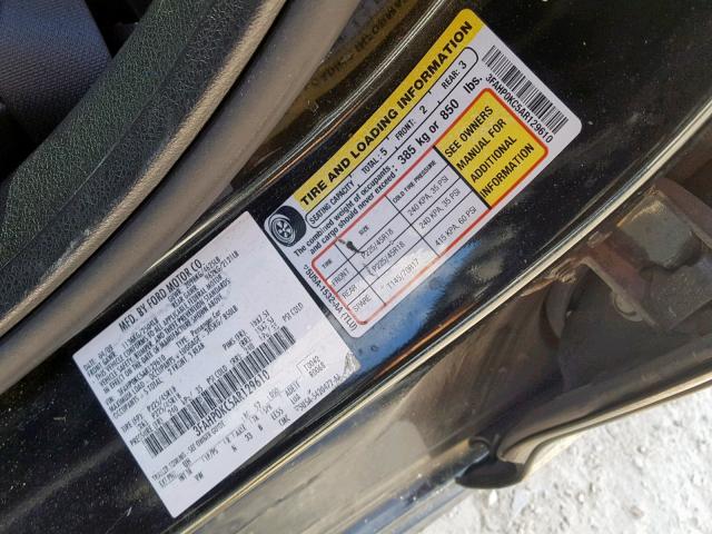 3FAHP0KC5AR129610 - 2010 FORD FUSION SPO BLACK photo 10