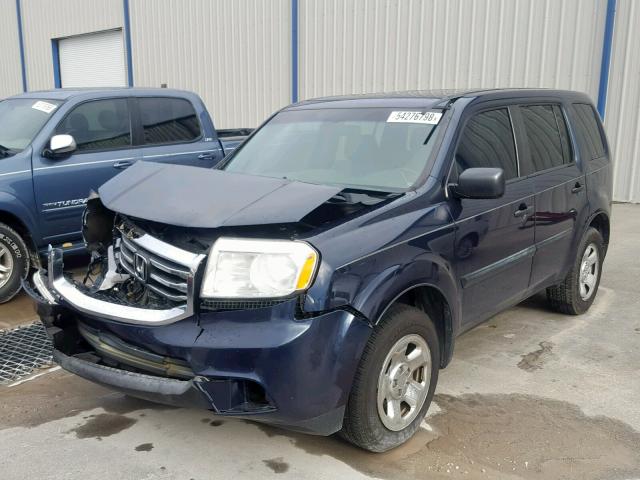 5FNYF3H26CB028996 - 2012 HONDA PILOT LX BLUE photo 2