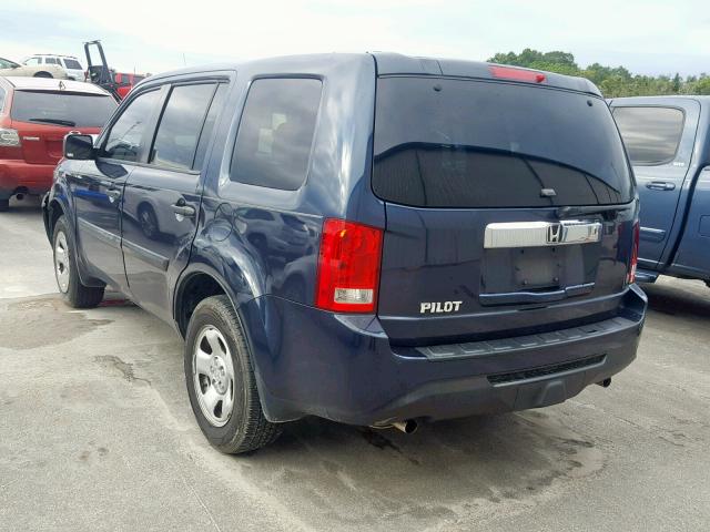 5FNYF3H26CB028996 - 2012 HONDA PILOT LX BLUE photo 3