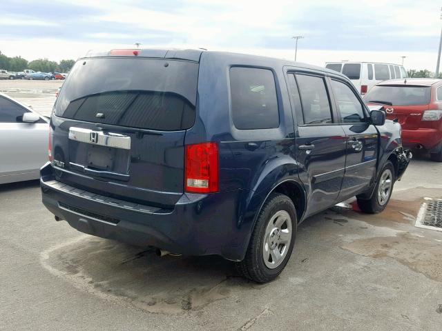 5FNYF3H26CB028996 - 2012 HONDA PILOT LX BLUE photo 4