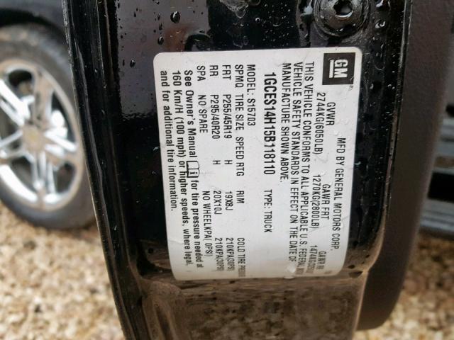 1GCES14H15B118110 - 2005 CHEVROLET SSR 黑色 照片 10