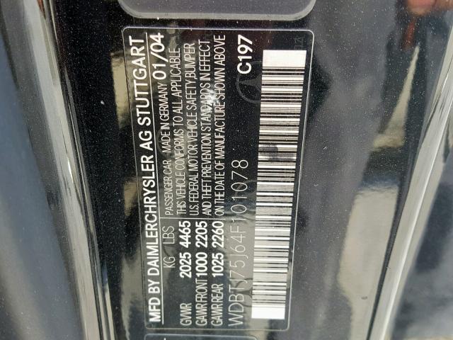 WDBTJ75J64F101078 - 2004 MERCEDES-BENZ CLK 500 BLACK photo 10