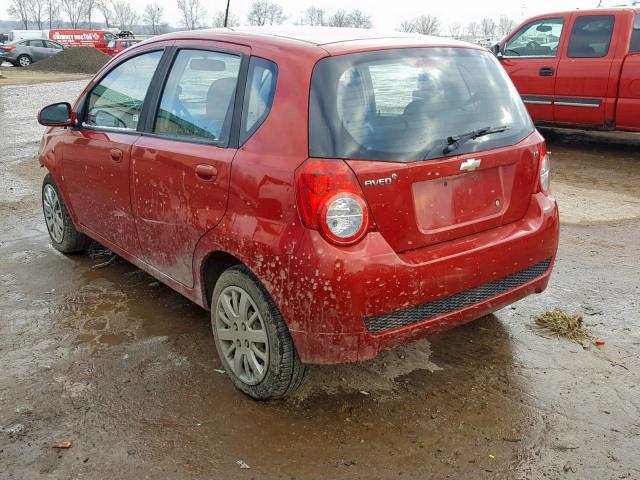 KL1TD66E69B656560 - 2009 CHEVROLET AVEO LS RED photo 3