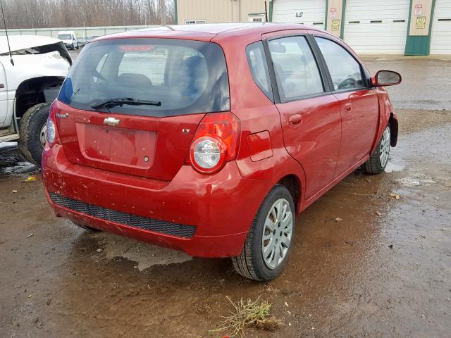 KL1TD66E69B656560 - 2009 CHEVROLET AVEO LS RED photo 4