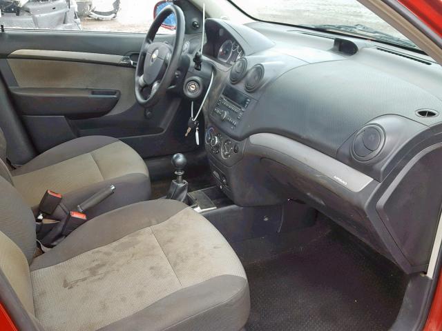 KL1TD66E69B656560 - 2009 CHEVROLET AVEO LS RED photo 5