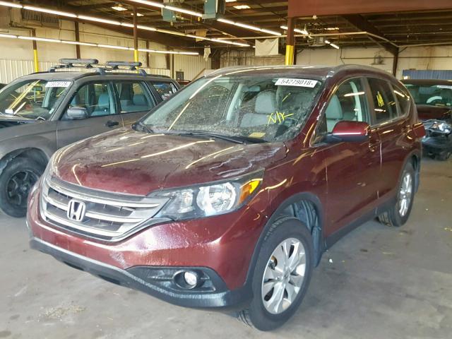 5J6RM4H70DL033633 - 2013 HONDA CR-V EXL BURGUNDY photo 2