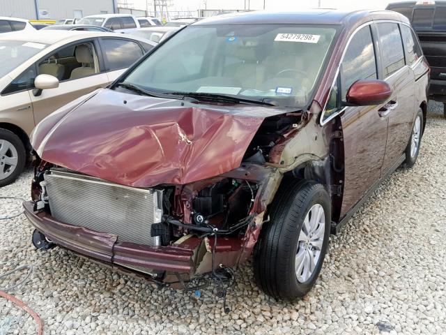 5FNRL5H6XHB002954 - 2017 HONDA ODYSSEY EX MAROON photo 2