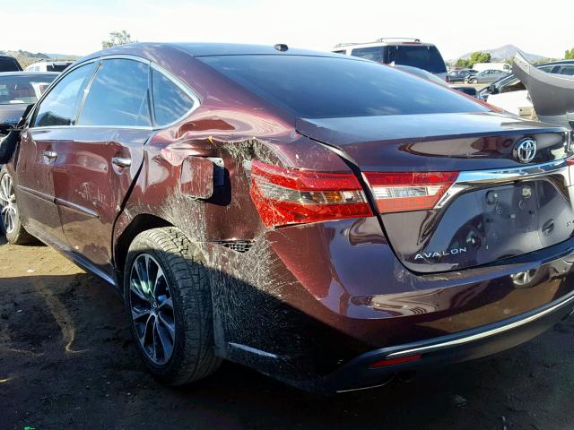 4T1BK1EB6HU260776 - 2017 TOYOTA AVALON XLE BURGUNDY photo 3