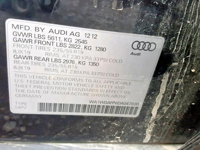 WA1WGAFP6DA047690 - 2013 AUDI Q5 PRESTIG BLACK photo 10