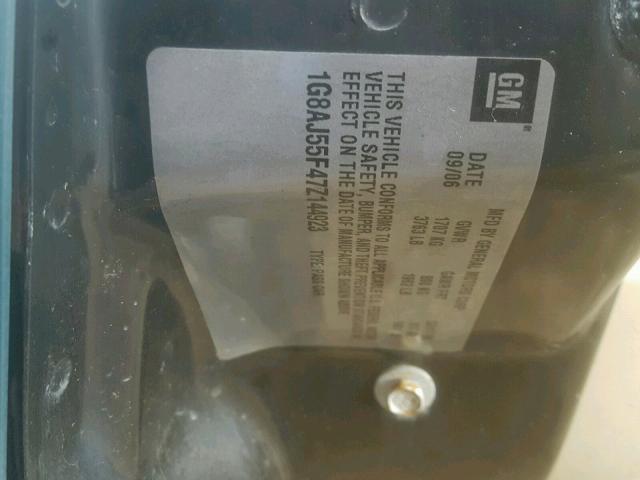 1G8AJ55F47Z144923 - 2007 SATURN ION LEVEL BLUE photo 10