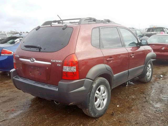 KM8JN12D97U541011 - 2007 HYUNDAI TUCSON SE RED photo 4