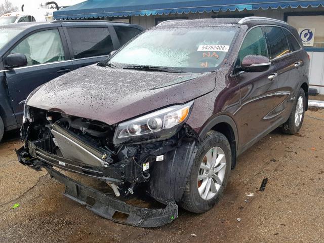 5XYPG4A38GG030975 - 2016 KIA SORENTO LX MAROON photo 2