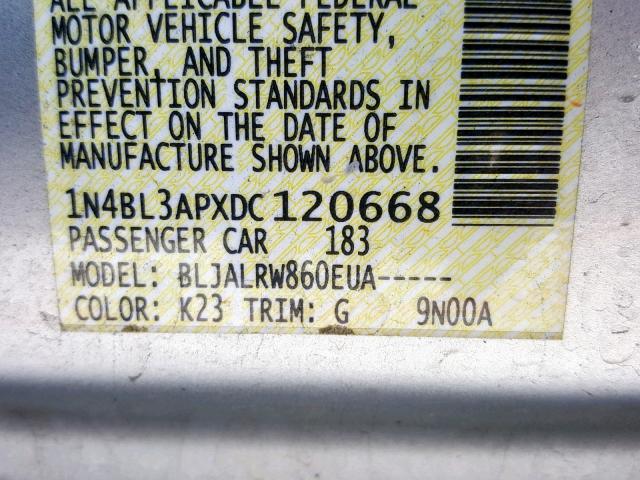 1N4BL3APXDC120668 - 2013 NISSAN ALTIMA 3.5 SILVER photo 10