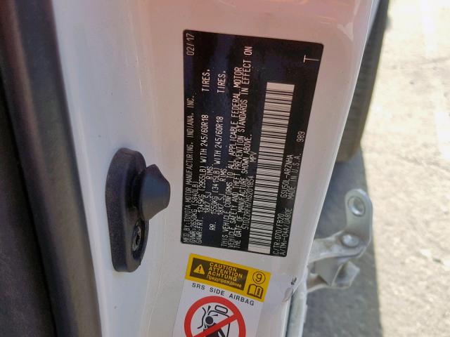 5TDZZRFH7HS201854 - 2017 TOYOTA HIGHLANDER WHITE photo 10