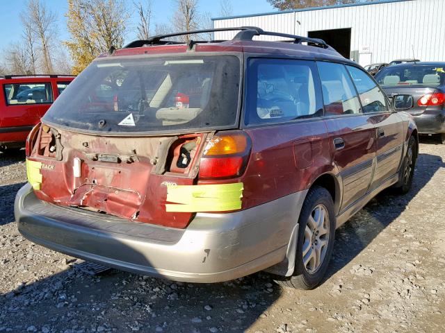 4S3BH665827613274 - 2002 SUBARU LEGACY OUT RED photo 4