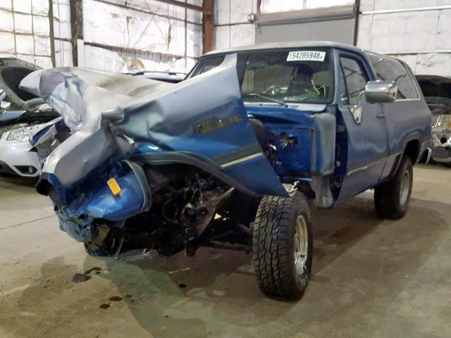 3B4GM17Y8PM161673 - 1993 DODGE RAMCHARGER BLUE photo 2