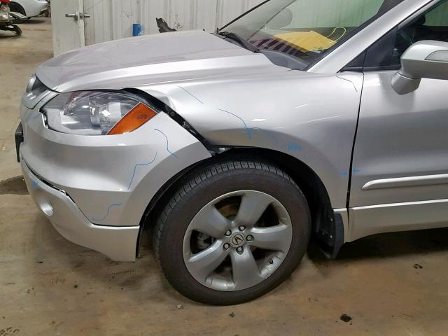 5J8TB18237A008487 - 2007 ACURA RDX SILVER photo 9