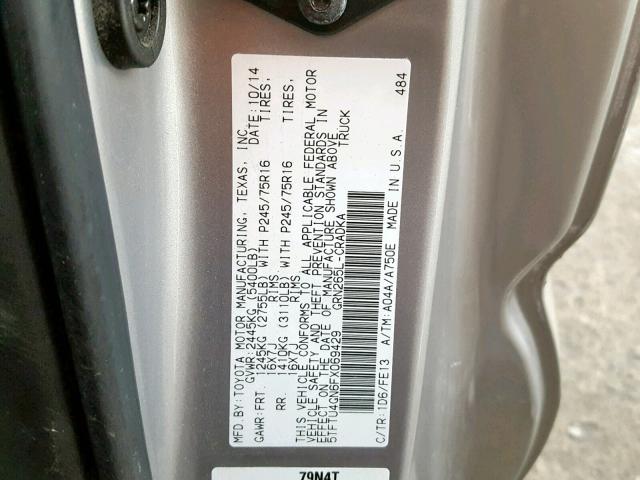 5TFTU4GN6FX069429 - 2015 TOYOTA TACOMA PRE SILVER photo 10