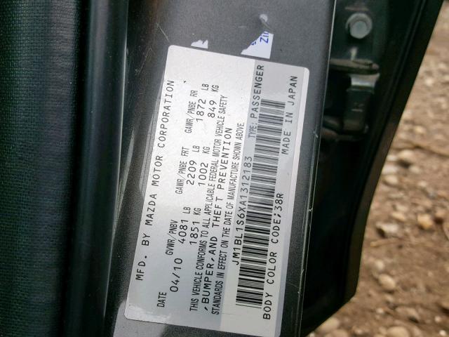 JM1BL1S6XA1312183 - 2010 MAZDA 3 S GRAY photo 10