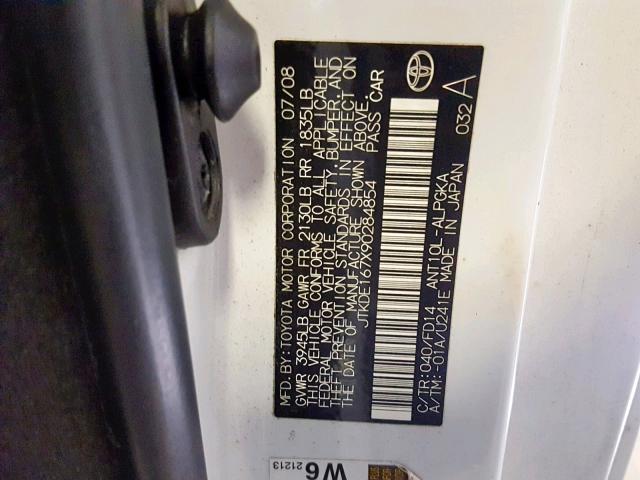 JTKDE167X90284854 - 2009 TOYOTA SCION TC Ağ foto 10