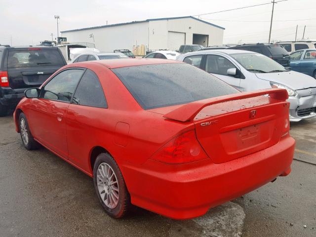 1HGEM21555L044390 - 2005 HONDA CIVIC LX RED photo 3