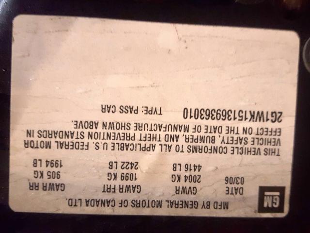 2G1WK151369363010 - 2006 CHEVROLET MONTE CARL შავი ფოტო 10