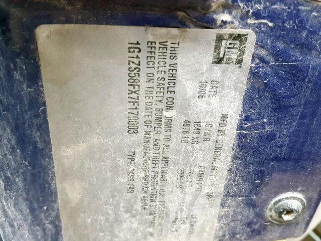 1G1ZS58FX7F170003 - 2007 CHEVROLET MALIBU LS 蓝色 照片 10