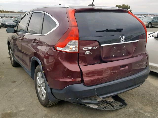 5J6RM3H71EL042482 - 2014 HONDA CR-V EXL MAROON photo 3