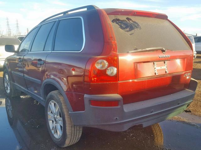 YV1CZ59H441094631 - 2004 VOLVO XC90 MAROON photo 3