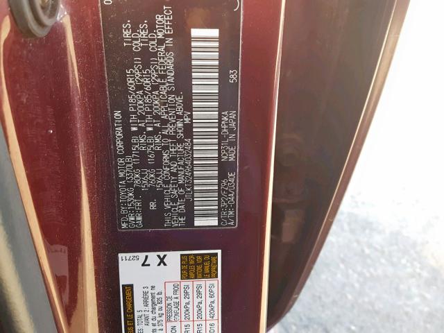 JTLKT324964032484 - 2006 TOYOTA SCION XB Қызыл фото 10