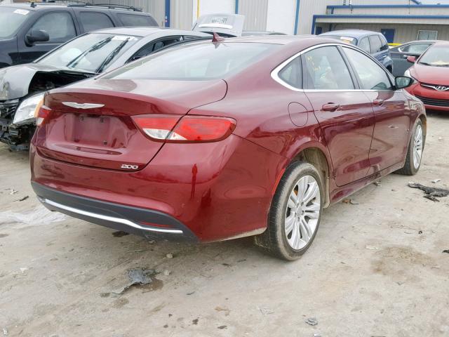 1C3CCCAB3GN135321 - 2016 CHRYSLER 200 LIMITE MAROON photo 4