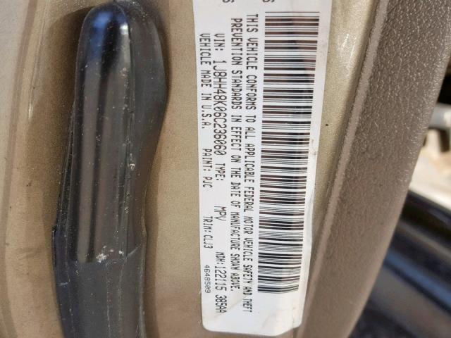 1J8HH48K06C236060 - 2006 JEEP COMMANDER GOLD photo 10