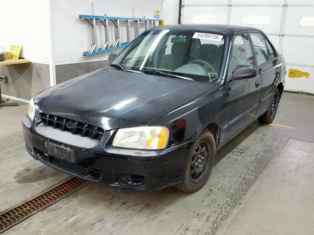 KMHCG45C32U309763 - 2002 HYUNDAI ACCENT GL BLACK photo 2