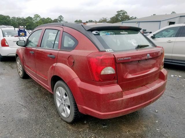 1B3HB48B07D570899 - 2007 DODGE CALIBER SX BURGUNDY photo 3