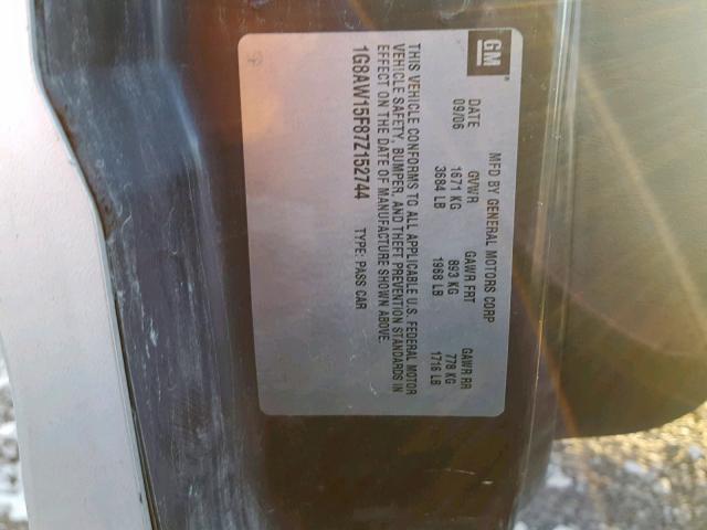 1G8AW15F87Z152744 - 2007 SATURN ION LEVEL SILVER photo 10