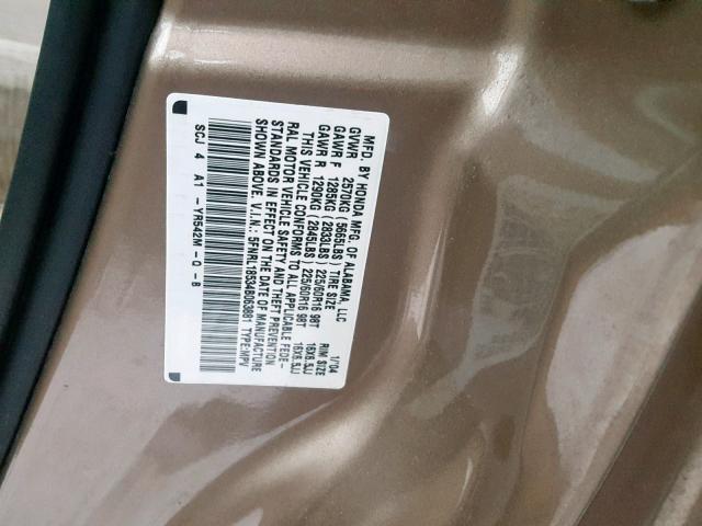 5FNRL18534B063881 - 2004 HONDA ODYSSEY LX TAN photo 10