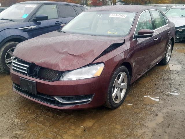 1VWBP7A31DC132482 - 2013 VOLKSWAGEN PASSAT SE MAROON photo 2