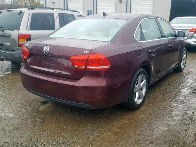 1VWBP7A31DC132482 - 2013 VOLKSWAGEN PASSAT SE MAROON photo 4