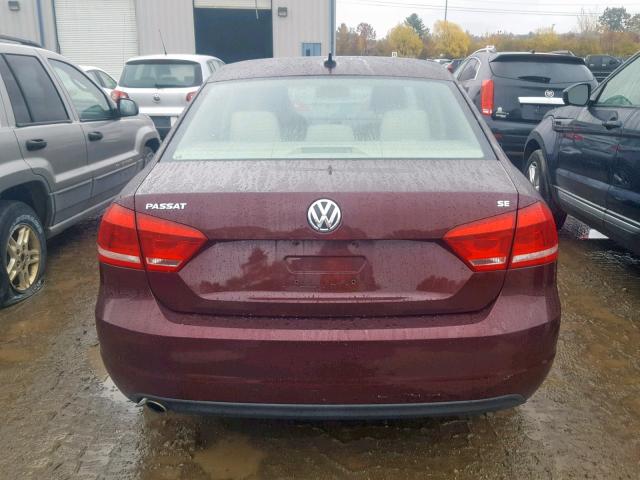 1VWBP7A31DC132482 - 2013 VOLKSWAGEN PASSAT SE MAROON photo 9